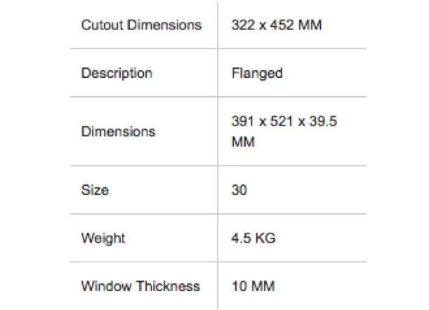 Bainbridge Marine Storm Hatch - Size 30 Flanged