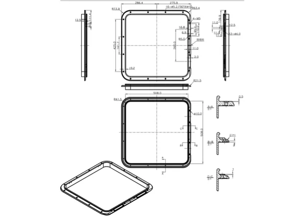 Bainbridge Marine Storm Hatch - Size 60 Flanged