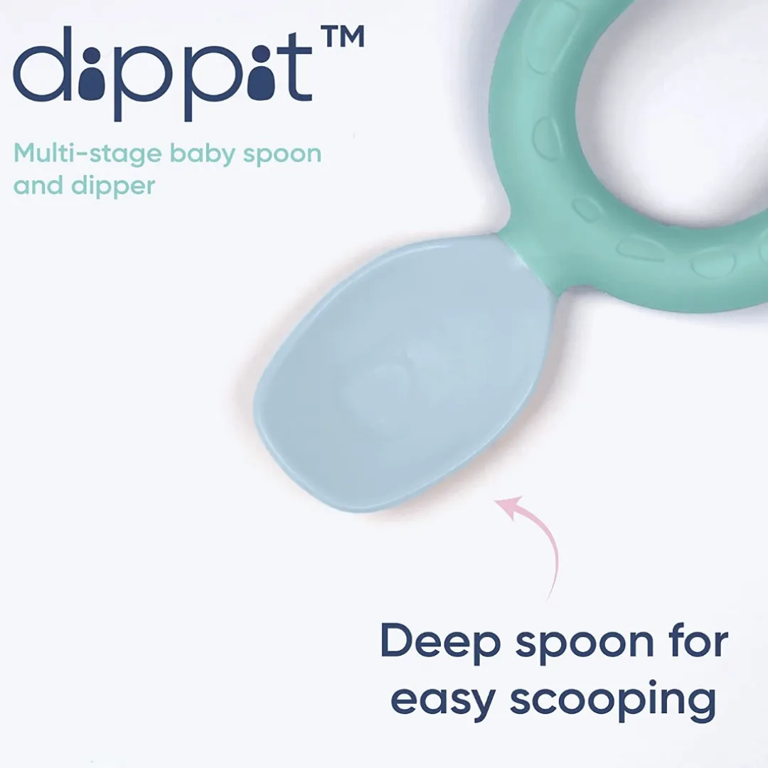 Bibado Dippit™ Multi stage Baby Weaning Spoon and Dipper Mint- Pack of 2