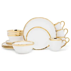 Elanze Designs Metallic Bubble Ceramic Dinnerware 16 Piece Set - Service for 4, White Gold