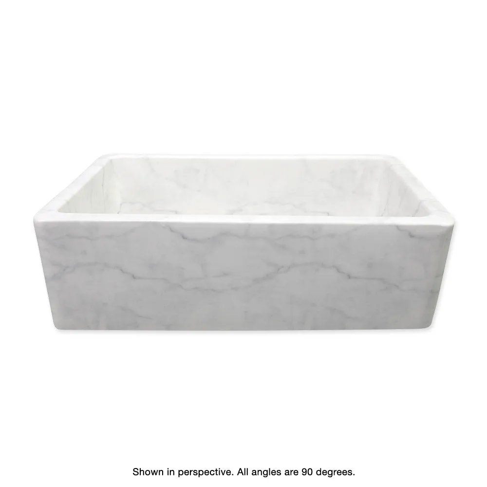 Italian Handmade Ceramic Farmhouse Sink in Carrera Marble Appearance