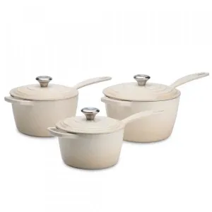 Le Creuset Signature Cast Iron 3-piece Saucepan Set Almond