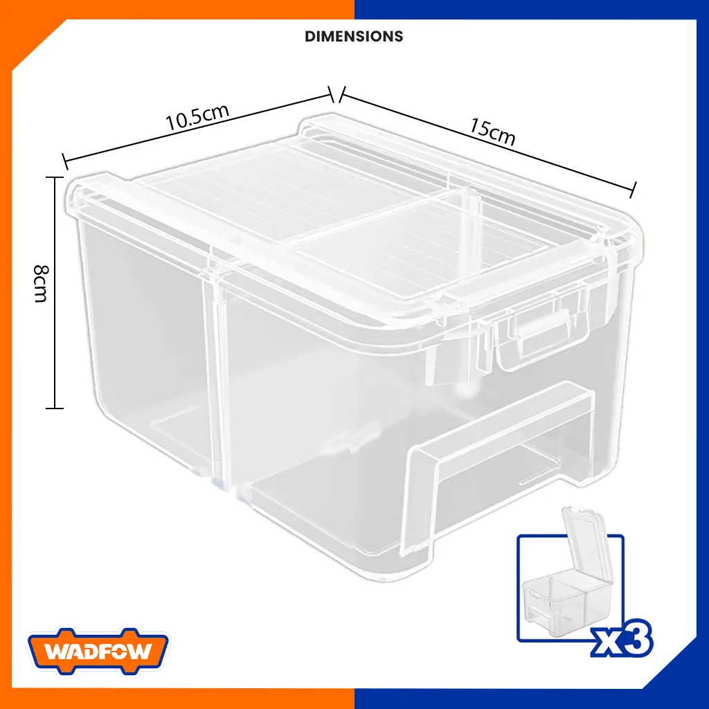 Set of 3pcs Transparent Stackable Storage Plastic Container 150x105x80mm WTB8333