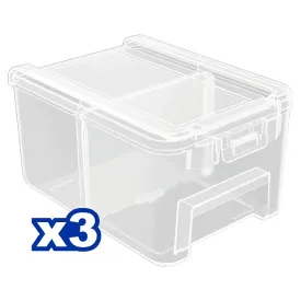 Set of 3pcs Transparent Stackable Storage Plastic Container 150x105x80mm WTB8333