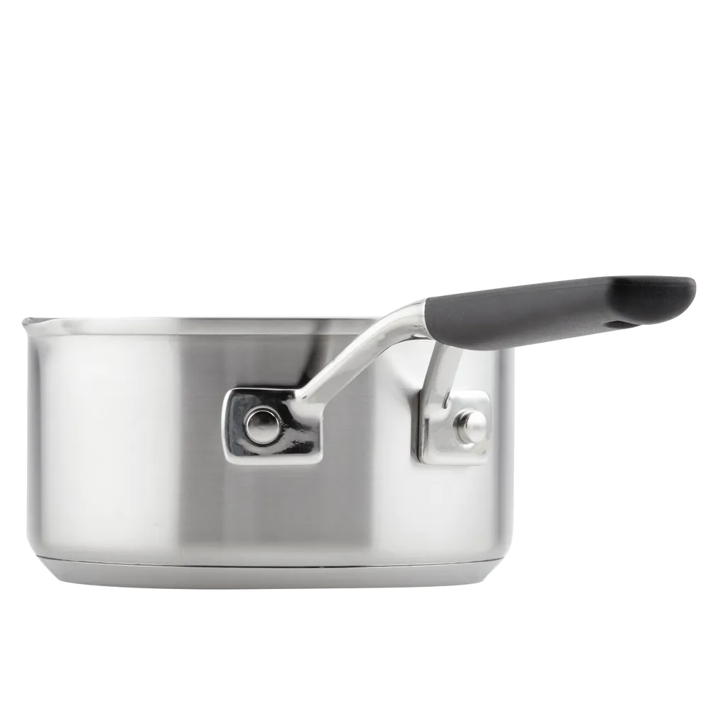 Stainless Steel 1-Quart Saucepan with Pour Spouts and Measuring Marks